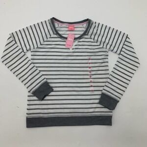 Jenni Women's Gray Striped Long Sleeve Soft Pajama top Medium NWT